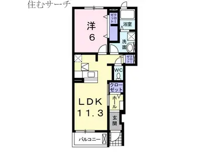 カサブランカ(1LDK/1階)の間取り写真