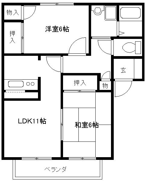フレグランス藤(2LDK/2階)の間取り写真