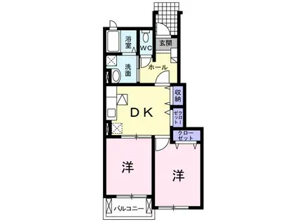 シーフロント(2DK/1階)の間取り写真