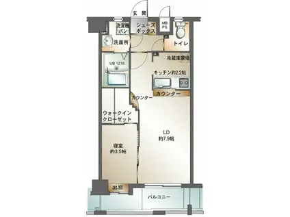 エンクレスト天神III(1LDK/12階)の間取り写真