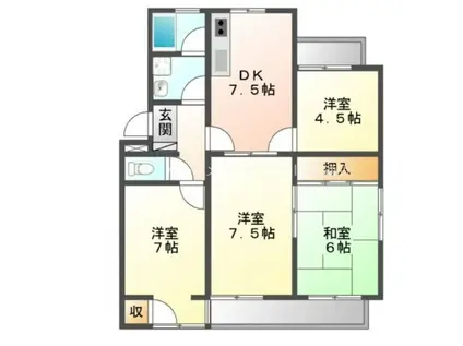 ゴールデンハウス小坂井(4DK/4階)の間取り写真