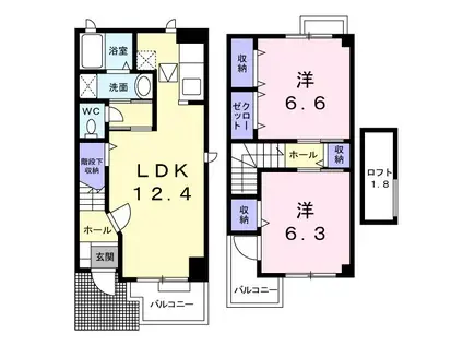 ステイブル(2LDK/1階)の間取り写真