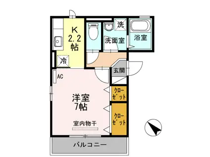 セントレ ドゥ ブランシェU(1K/3階)の間取り写真