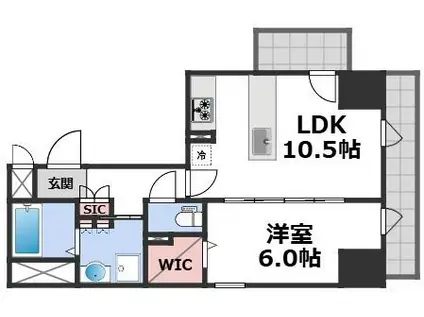 LA CASA 石ケ辻(1LDK/7階)の間取り写真