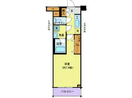 クレヴィスタ三軒茶屋(1K/2階)の間取り写真