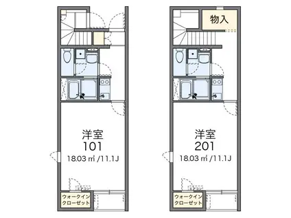 レオネクストメゾン 藤原台(1K/1階)の間取り写真