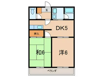 フロツグハウスカズオ(2DK/2階)の間取り写真