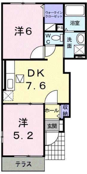 サザンクロス II(2DK/1階)の間取り写真