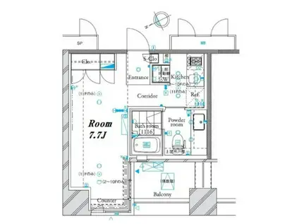 ザ・タワー芝浦(1K/3階)の間取り写真