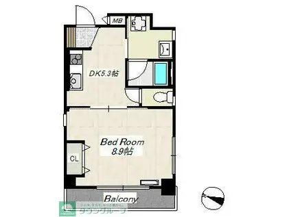 グリーンスクエアみその(1DK/3階)の間取り写真