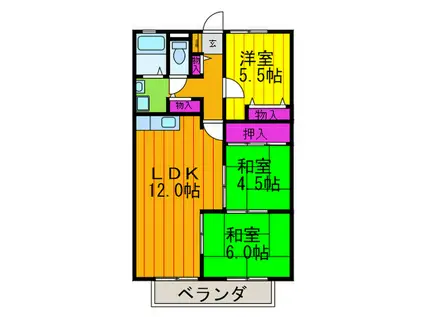 アンド・ユー交野A 2棟(3LDK/1階)の間取り写真