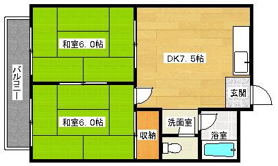 はせがわビル(2DK/2階)の間取り写真