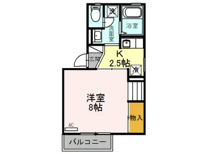 ロイヤルファミールB(1K/2階)の間取り写真