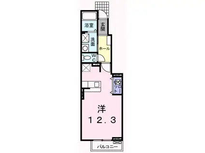 アンジェリカII(ワンルーム/1階)の間取り写真