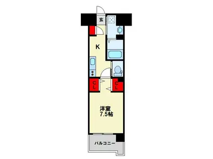 ウィングス西本町(1K/12階)の間取り写真