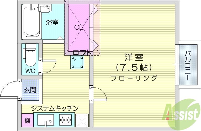 ノーブル ユウ(1K/1階)の間取り写真