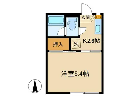 フォーヴル宮前(1K/2階)の間取り写真