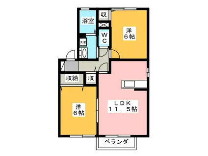 ロイヤルガーデン沢村D棟(2LDK/1階)の間取り写真