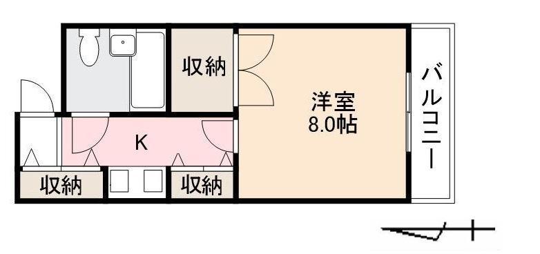 円尾マンション(1K/3階)の間取り写真