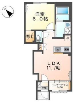 フレール 達(1LDK/1階)の間取り写真