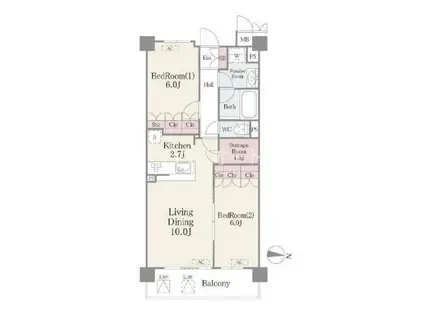 フェールメゾン西大島(2LDK/5階)の間取り写真