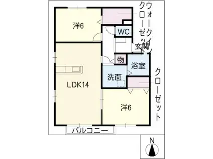 ロイヤルステージ A棟(2LDK/2階)の間取り写真