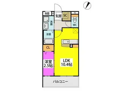 RAY GRAYD SHINONOME(1LDK/1階)の間取り写真