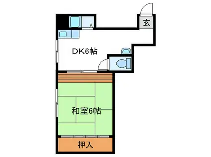 国田ビル(1DK/3階)の間取り写真