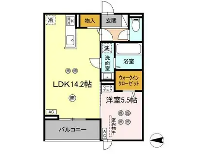 ラルゴ白山通(1LDK/2階)の間取り写真
