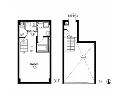 GRAVA(1K/1階)の間取り写真