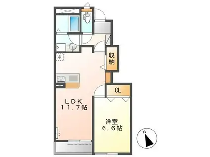 エスペランサA(1LDK/1階)の間取り写真