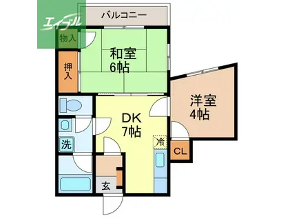 プライムステージ(2DK/3階)の間取り写真