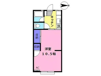 パークサイドコーポC(1K/1階)の間取り写真