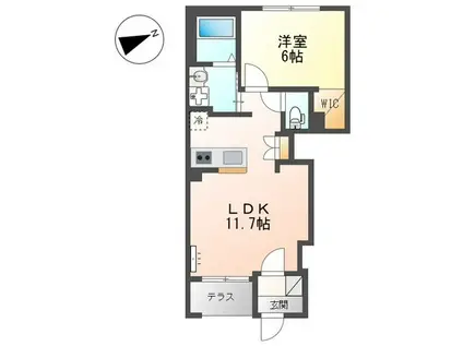 ラ レコルト(1LDK/1階)の間取り写真