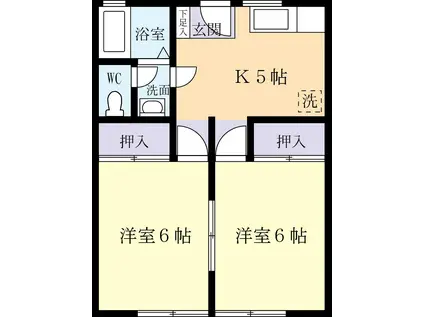 サンコーポKOBAYASHI 1(2DK/1階)の間取り写真