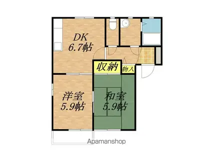 ラポールカイト(2DK/2階)の間取り写真