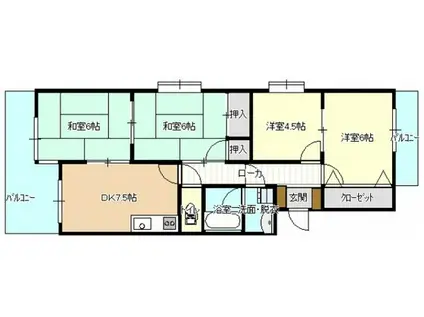 第1福永ビル(4DK/3階)の間取り写真