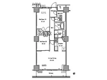 パークアクシス豊洲(2LDK/9階)の間取り写真