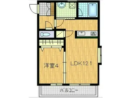 ディアコート御領(1LDK/3階)の間取り写真