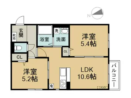 ベル・セゾン金池南(2LDK/2階)の間取り写真