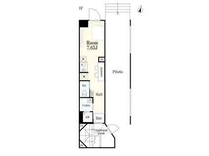 GLICION蓮根(ワンルーム/1階)の間取り写真