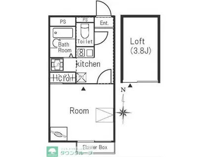サンビレッジ壱番町(1K/1階)の間取り写真