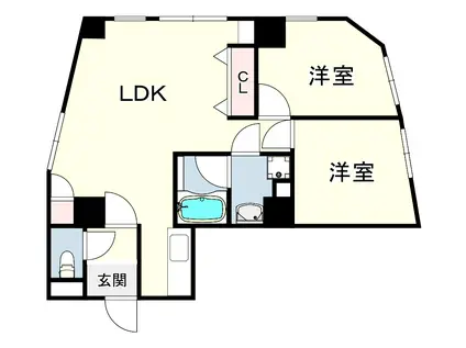 クレドール西明石1(2LDK/2階)の間取り写真