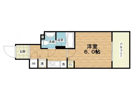 プライマル靱本町(1K/5階)の間取り写真