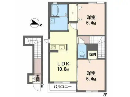 マ・メゾン・サクラ II(2LDK/2階)の間取り写真