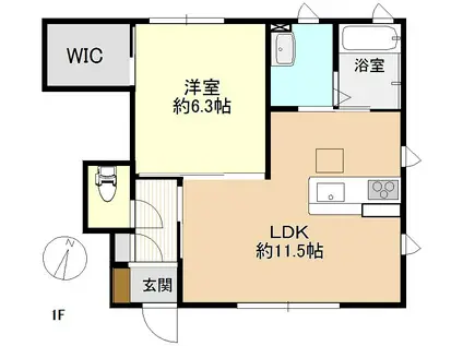 セレーノパルコ(1LDK/1階)の間取り写真