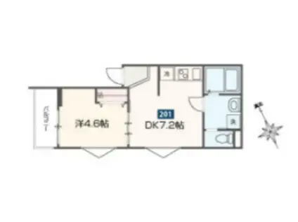 メルディア蒔田(1DK/2階)の間取り写真