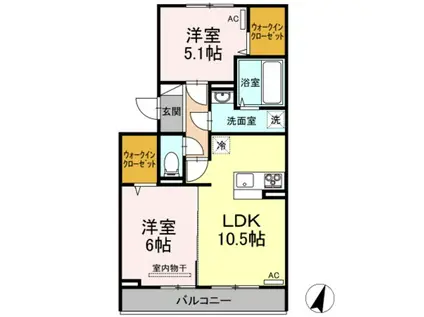 アグレッシブファイン(2LDK/3階)の間取り写真