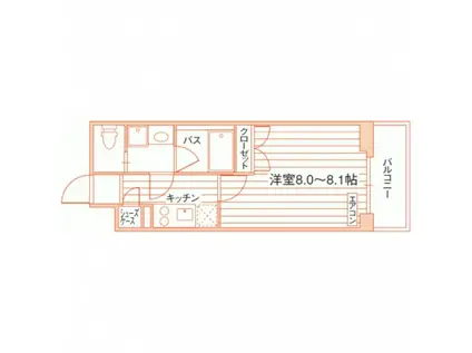 ヴィスタガーデン東高円寺(1K/2階)の間取り写真