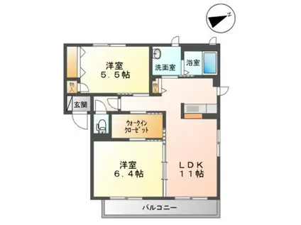 富士ハイツ B(2LDK/2階)の間取り写真